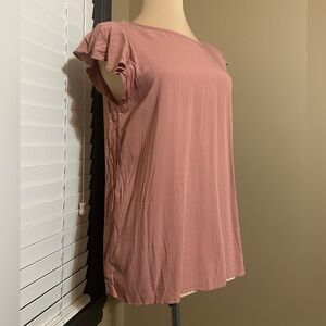 LOFT Dusty Pink Flutter Sleeve Blouse